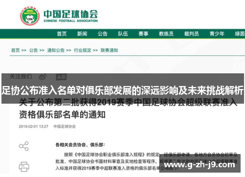 足协公布准入名单对俱乐部发展的深远影响及未来挑战解析